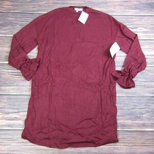 Velvet Torch NEW Womens Small Burgundy Red Ruffle Long Sleeve Sweater Tunic